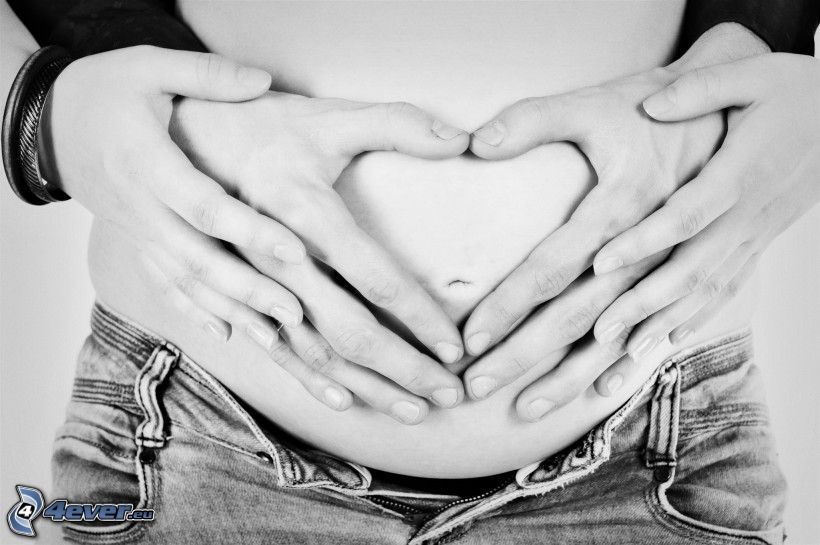 manos, corazón, Foto en blanco y negro