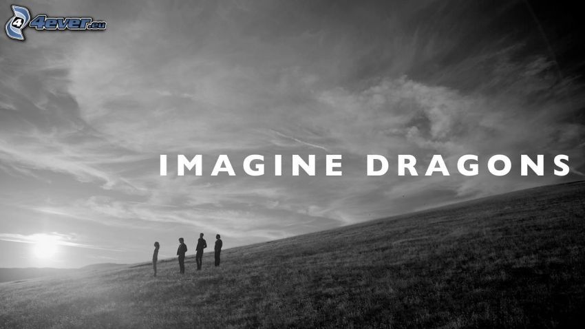 Imagine Dragons, puesta del sol, siluetas de personas