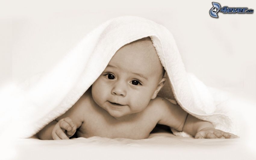 bebé bajo una manta