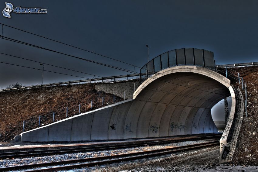 carril, puente, HDR
