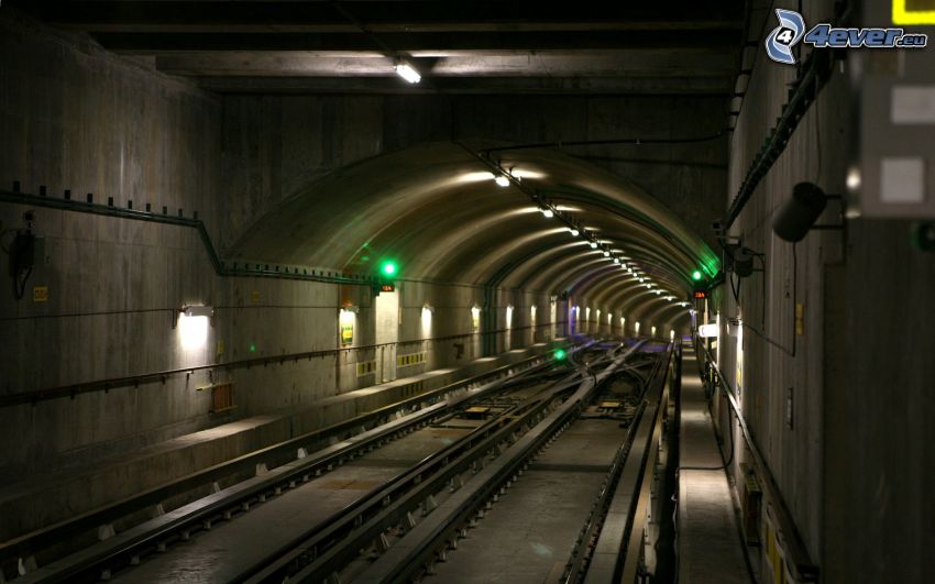 metro, túnel ferroviario, carril