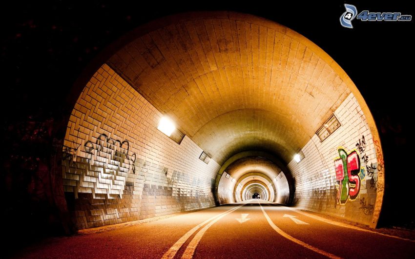 túnel, camino