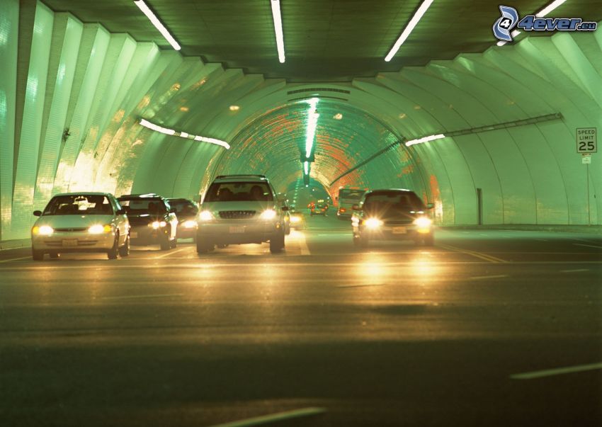 túnel, coches