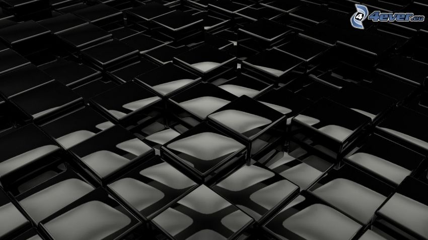 cubes abstraits, fond noir