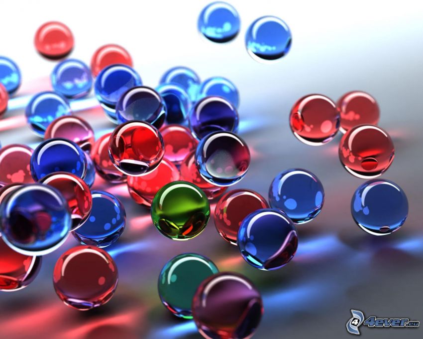 sphères de verre, boules colorées