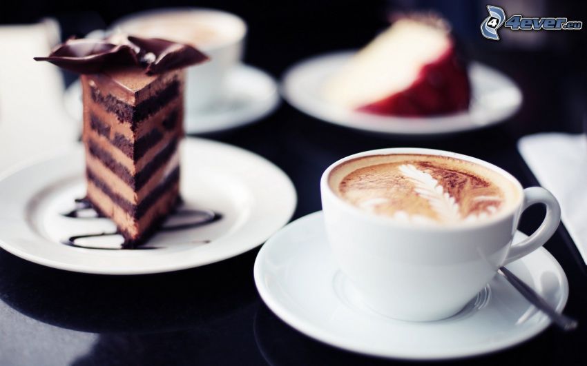 cappuccino, le gâteau au chocolat