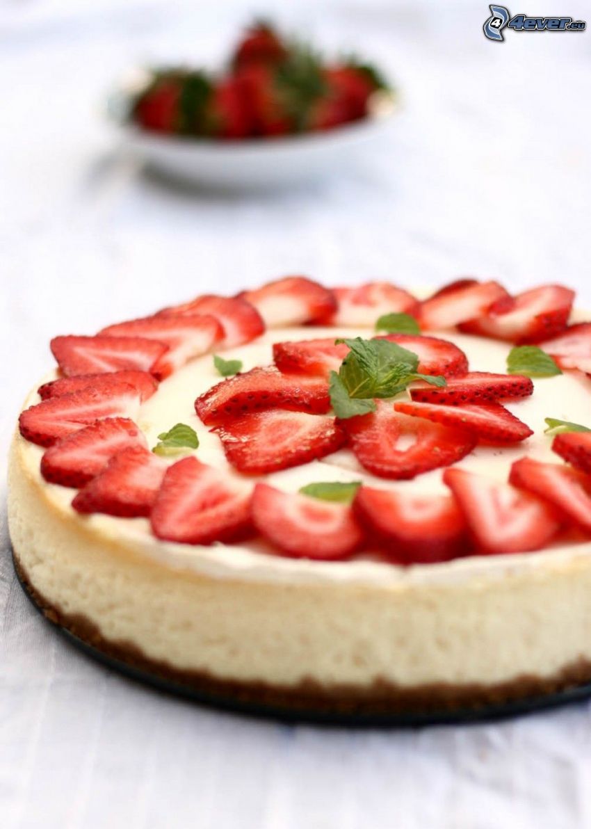 cheesecake, fraises
