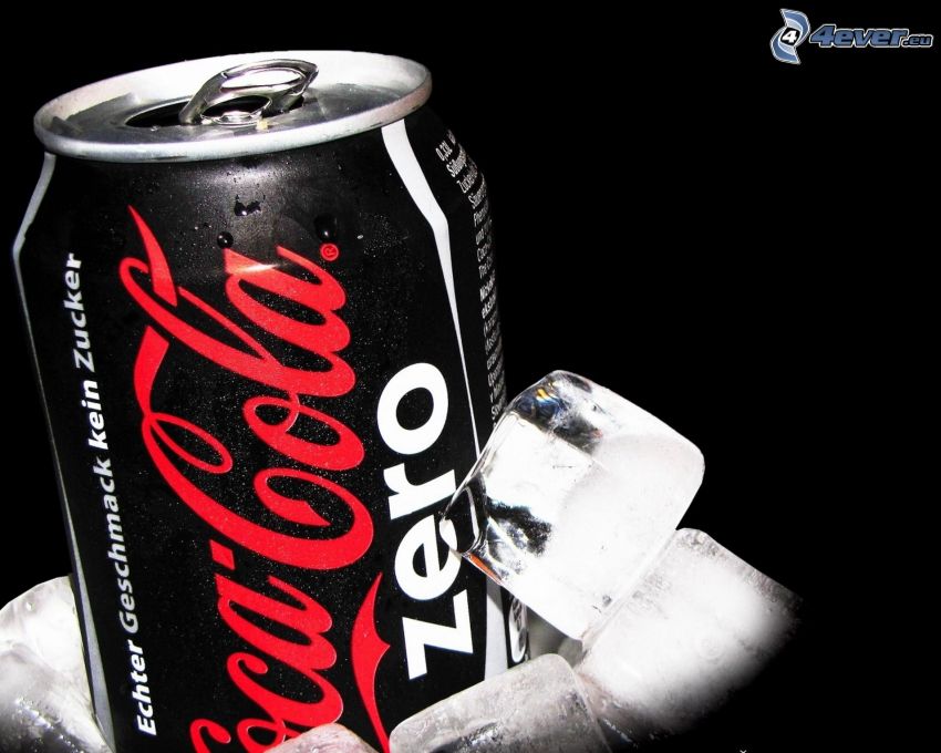 Coca Cola Zero, glaçons, boite