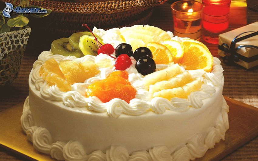 gâteau, fruits