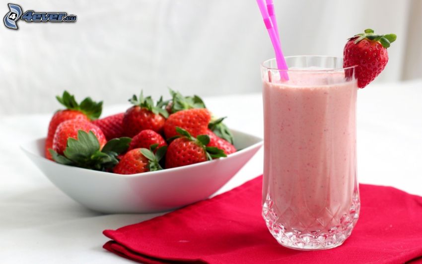 milk shake, fraises