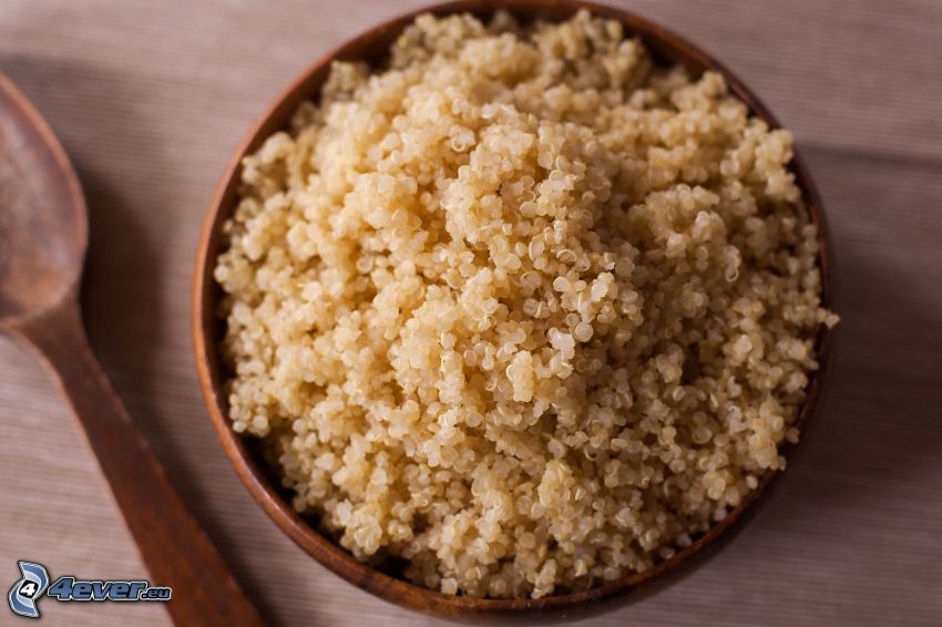 Quinoa, bol, cuillère