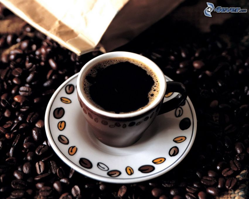 tasse de café, café en grains
