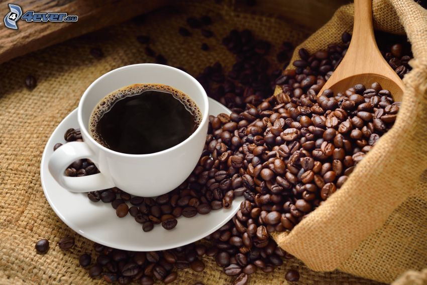 tasse de café, café en grains