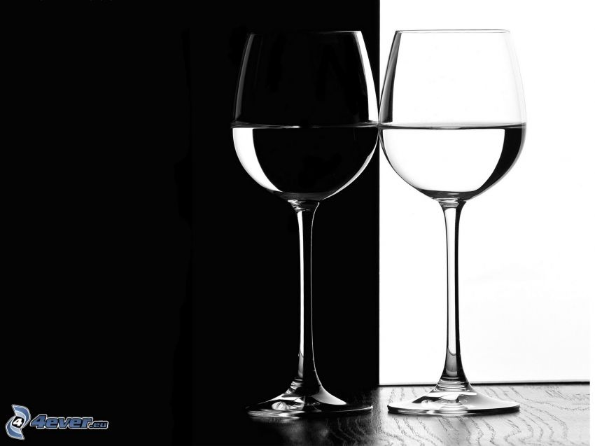 verres, noir et blanc