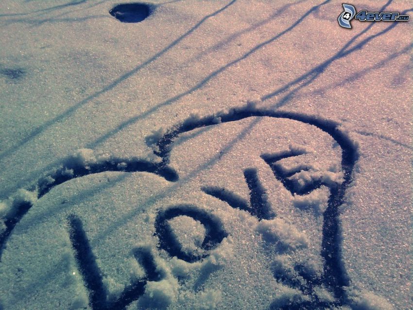 cœur, love, neige