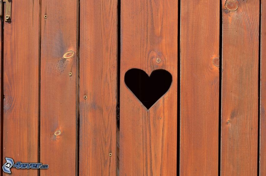 cœur, mur en bois