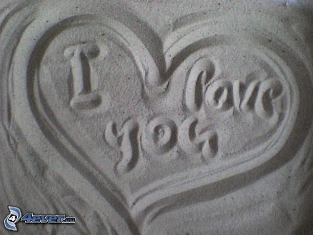 cœur dans le sable, I love you