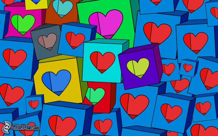 cœurs, cubes, dessin animé