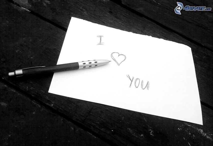 I love you, cœur, stylo, papier