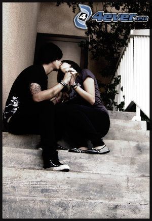amour, baiser, escaliers