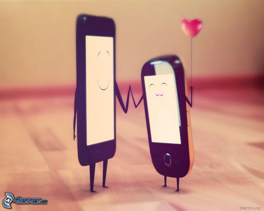 mobile, cœur, couple