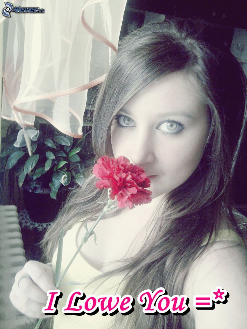 fille avec une fleur, I love you