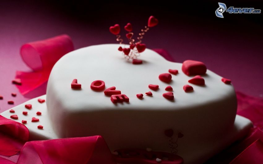 gâteau, cœurs, love