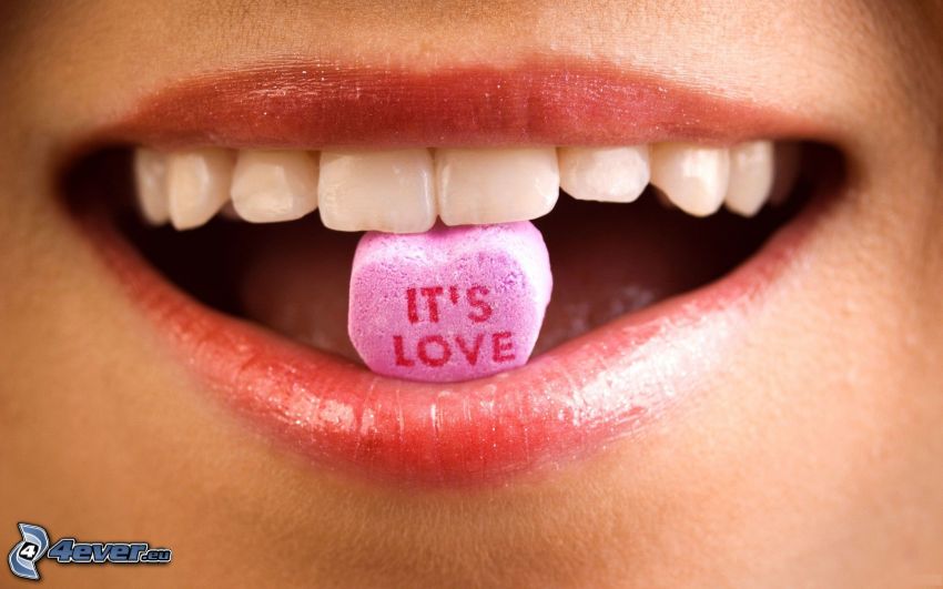 love, bonbon, lèvres, dents