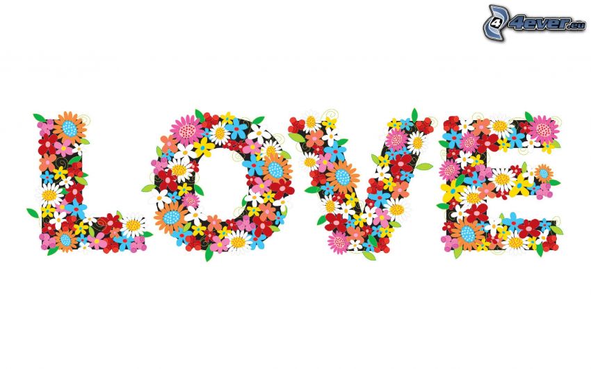 love, fleurs dessinés