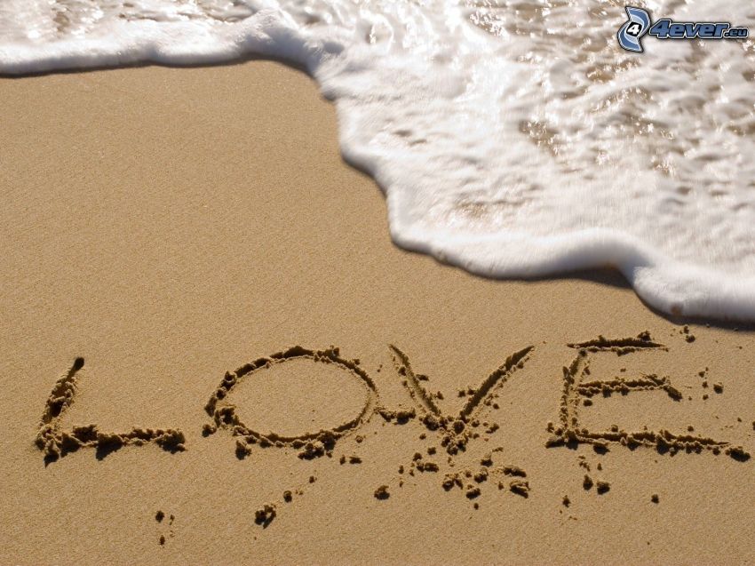 love, plage, sable