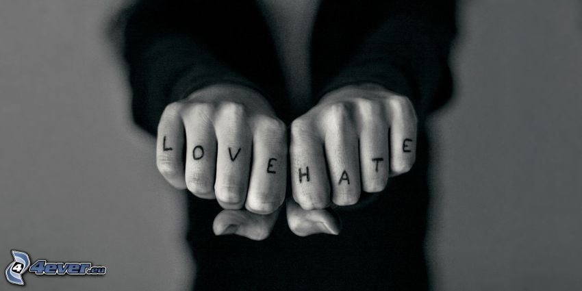 mains, love, hate, amour, haine