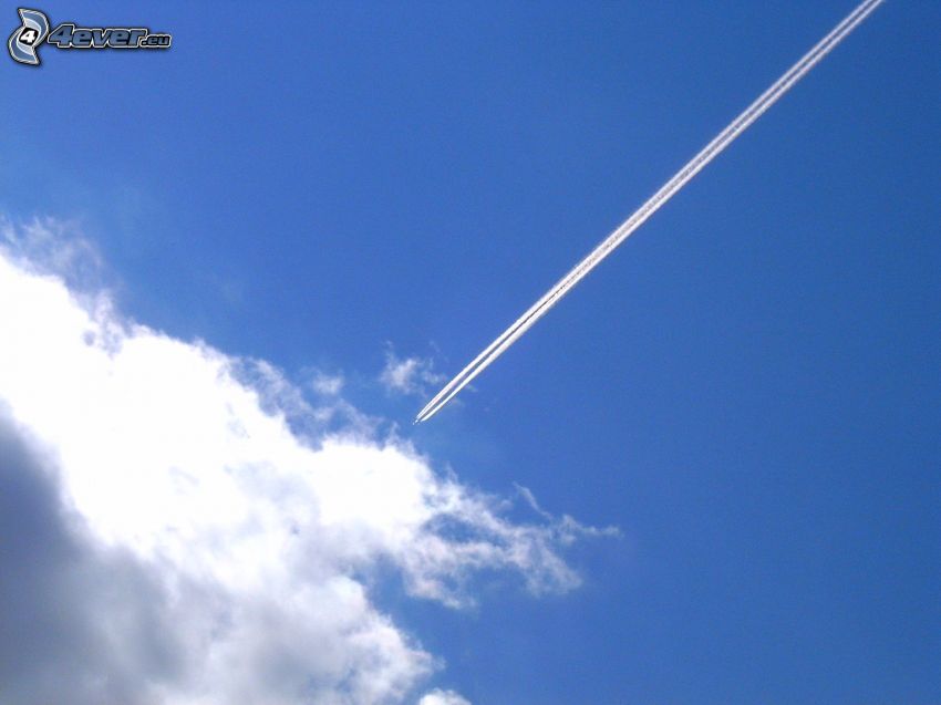 avion, nuage, traînée de condensation