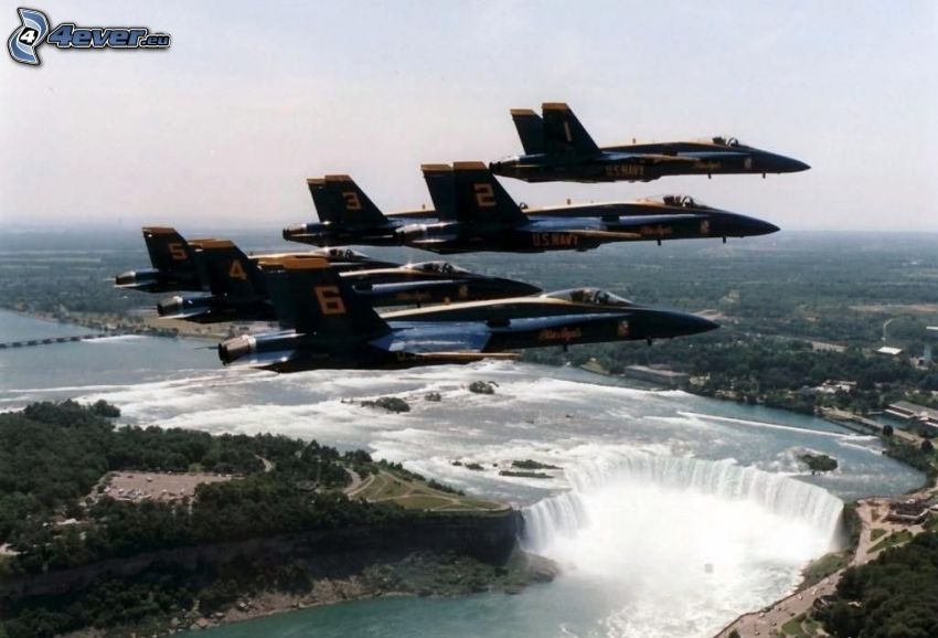 avions de chasse, chutes Niagara, vue sur le paysage