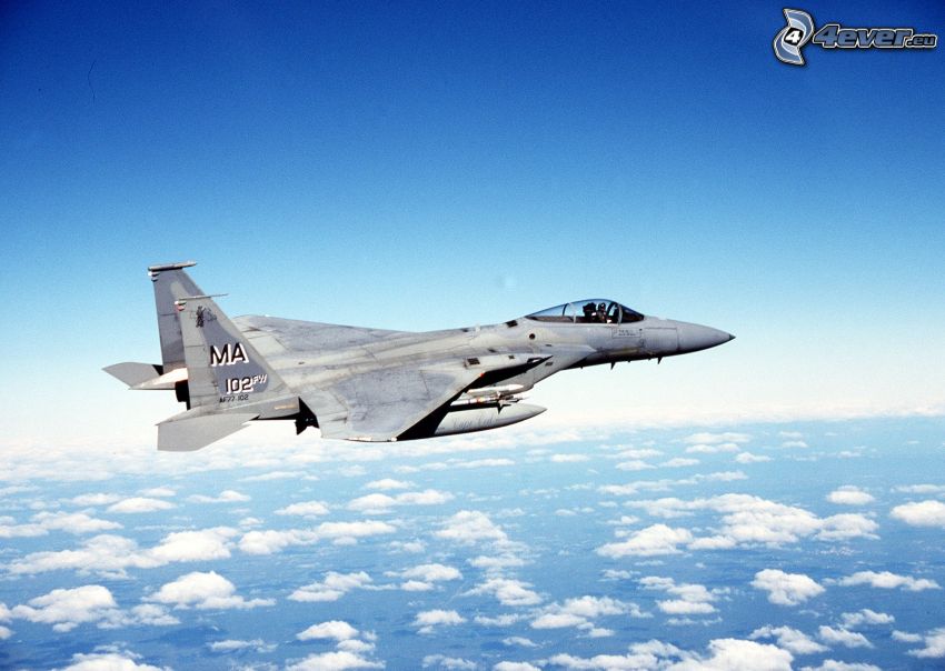 F-15 Eagle, ciel, nuages