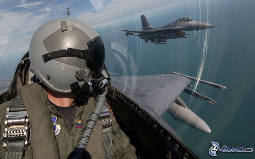 pilote dans l´avion de chasse, F-15 Eagle