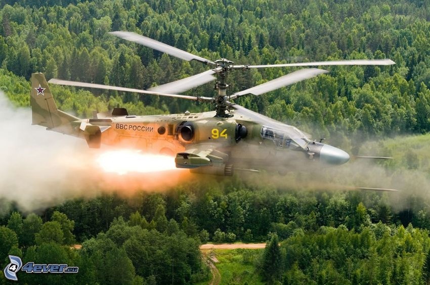 Ka-52, coup, forêt