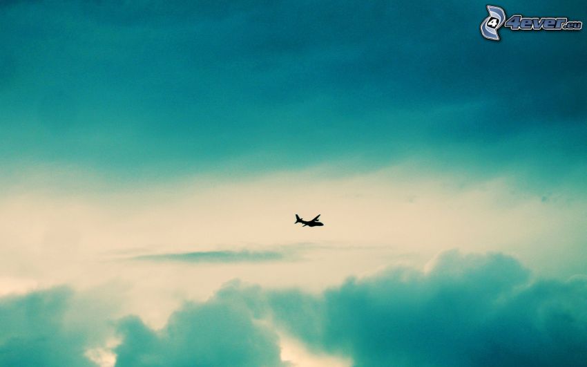 silhouette de l'avion, ciel