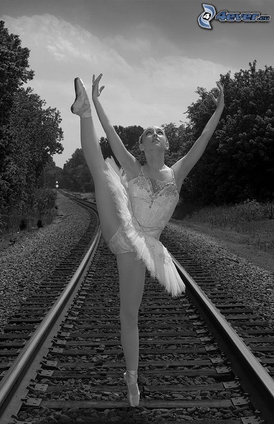 ballet, ballerine, rails