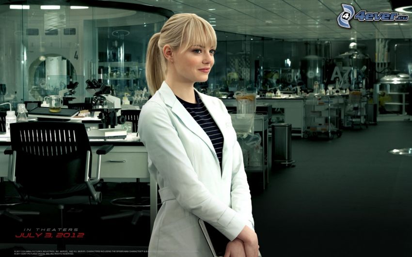 Emma Stone, médecin, blonde, Spiderman, bureau