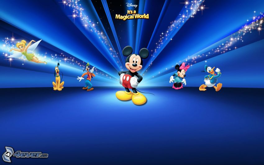 Mickey Mouse, fond bleu