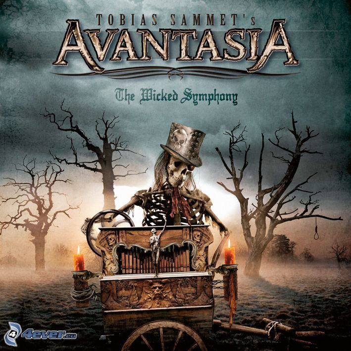 Avantasia, The Wicked Symphony, squelette, arbres desséchés, chariot