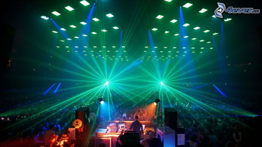 concert, discothèque, DJ, grande fête, lumières