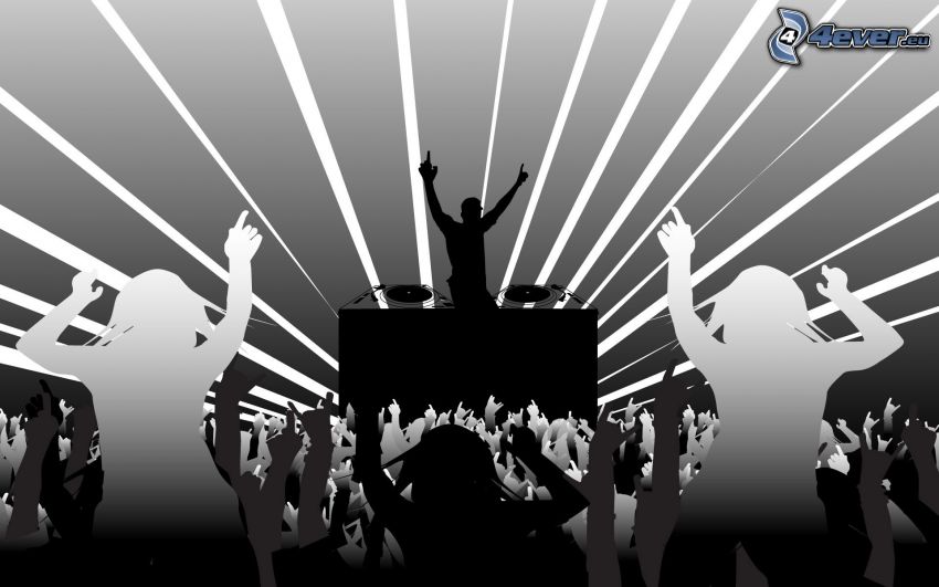 discothèque, silhouettes, DJ, concert