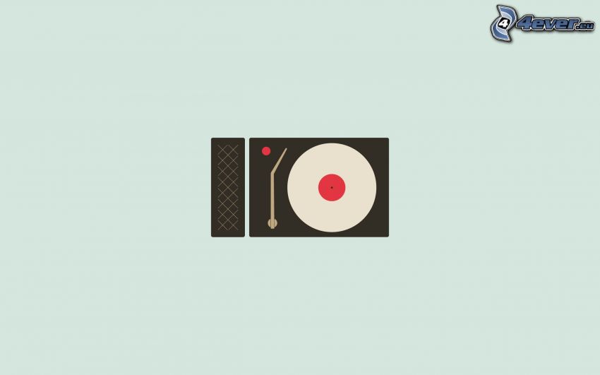 gramophone, disque phonographique, dessin animé