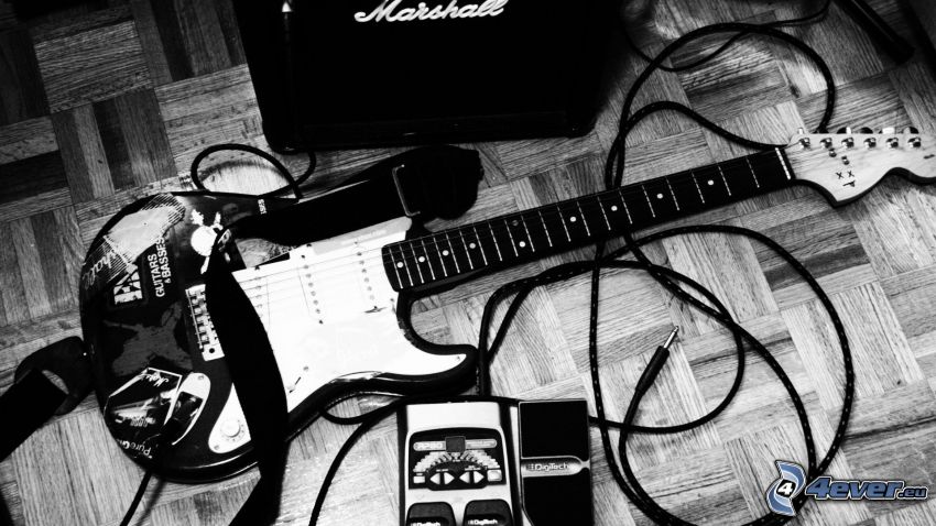 guitare électrique, amplificateur, Marshall