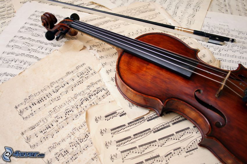violon, notes, archet