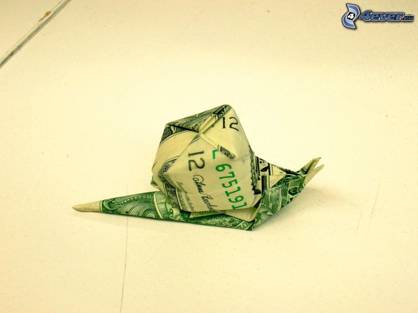 origami, escargot, dollar