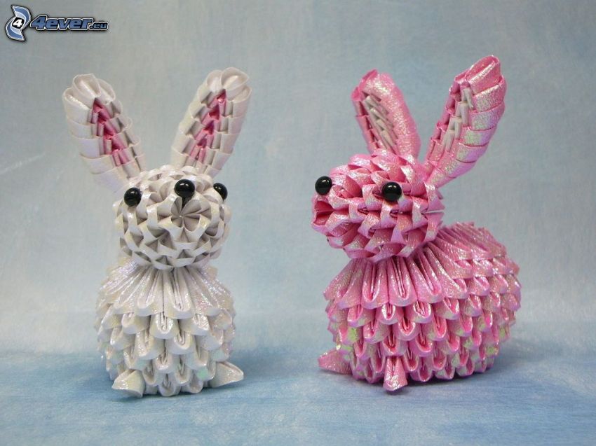 origami, lapins