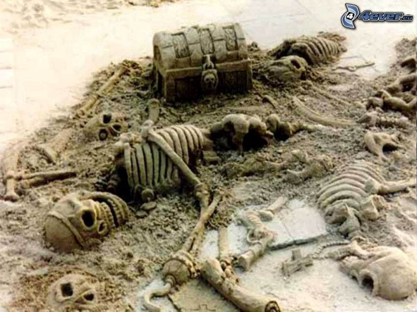 pirate, cercueil, sculptures de sable