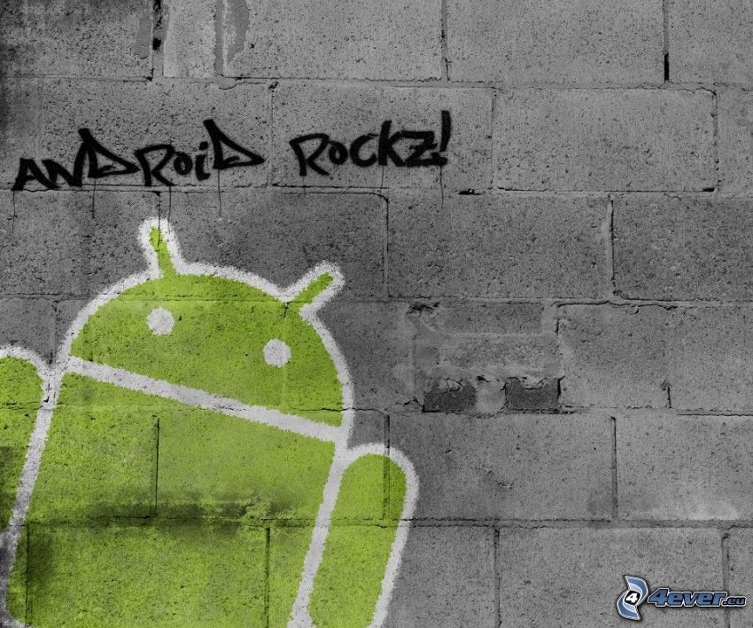 Android, graffiti, mur